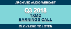 Q3 2018 TherapeuticsMD Inc Earnings Conference Call